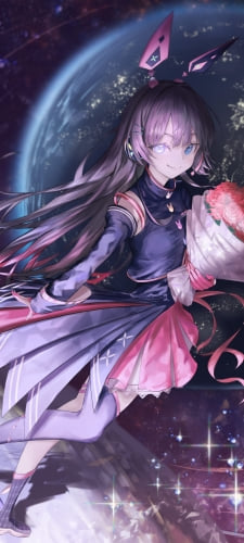赤い薔薇を持つ月ノ美兎 / にじさんじ / バーチャルYouTuber / ファンアート / イラストのAndroid用のスマホ壁紙