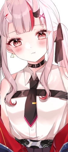 頬を赤らめる百鬼あやめ / ホロライブ / バーチャルYouTuber / VtuberのAndroid用のスマホ壁紙