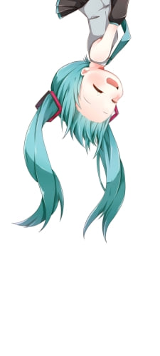 笑顔の逆さまの初音ミク / ボカロ / ボーカロイドのAndroid用のスマホ壁紙