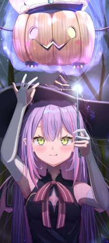 ハロウィンコスの常闇トワ / カボチャ / ホロライブ / バーチャルYouTuberのAndroid用のスマホ壁紙