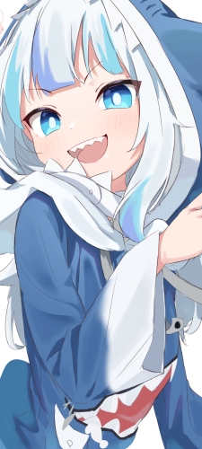 右手でポーズを取り高笑いするがうる・ぐら / ホロライブ / バーチャルYouTuberのAndroid用のスマホ壁紙