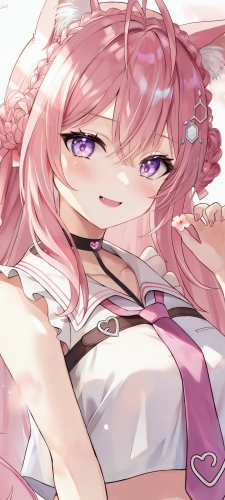 桜の花を持つ可愛い博衣こより / ホロライブ / バーチャルYouTuberのAndroid用のスマホ壁紙