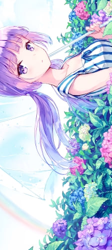 紫陽花の花畑でビニール傘をさす可愛い氷上スミレ / アイカツ!のAndroid用のスマホ壁紙