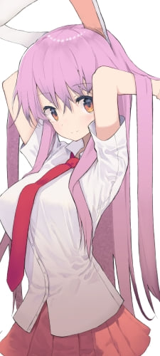ピンクの髪をかきあげる鈴仙・優曇華院・イナバ（れいせん・うどんげいん・イナバ） / 東方 / ファンアート / イラストのAndroid用のスマホ壁紙