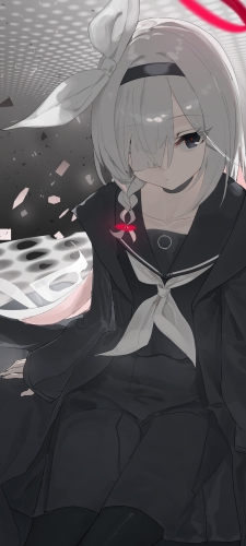 黒いセーラー服を着たプラナ / ブルーアーカイブのAndroid用のスマホ壁紙