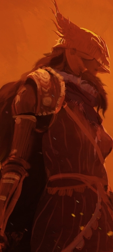 オレンジに染まるミケラの刃マレニア / エルデンリングのAndroid用のスマホ壁紙