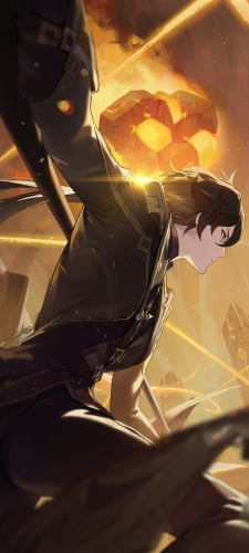 戦闘中のかっこいい鍾離 / 原神のAndroid用のスマホ壁紙