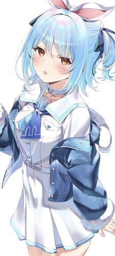 右手で袖を持つ可愛い兎田ぺこら / ホロライブ / バーチャルYouTuber / VtuberのAndroid用のスマホ壁紙