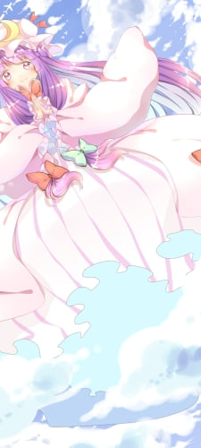 空中で手を合わせるパチュリー・ノーレッジ / 東方のAndroid用のスマホ壁紙