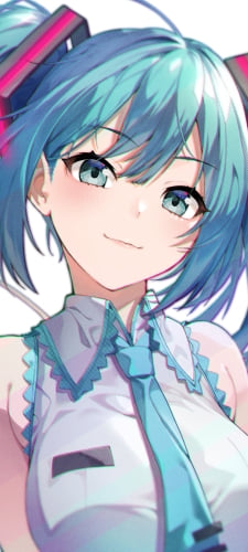 にっこり微笑む可愛い初音ミク / 正面 / ボカロ / ボーカロイドのAndroid用のスマホ壁紙