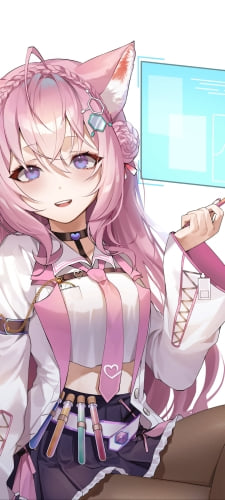 タッチペンを持ち微笑む博衣こより / ホロライブ / バーチャルYouTuber / VtuberのAndroid用のスマホ壁紙