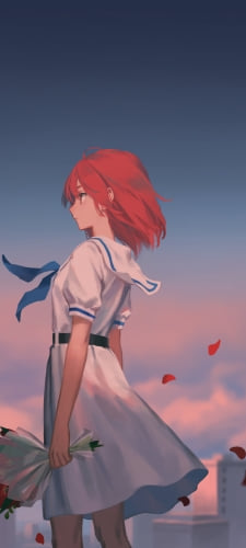 赤い花束を持つ宮永 照 / 咲-Saki-のAndroid用のスマホ壁紙