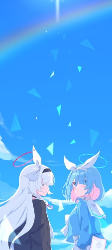 青空の下、佇むアロナとプラナ / ブルーアーカイブのAndroid用のスマホ壁紙