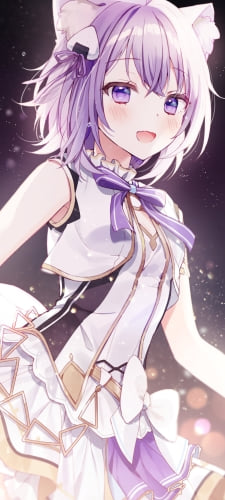 アイドル衣装を着た可愛い猫又おかゆ / ホロライブ / バーチャルYouTuber / VtuberのAndroid用のスマホ壁紙