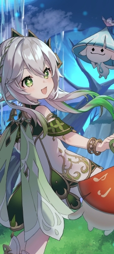 森の中を散歩するアランナラとナヒーダ / 原神のAndroid用のスマホ壁紙