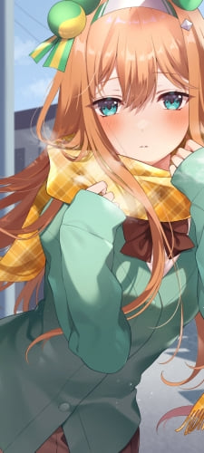 黄色のマフラーをつけた可愛いサイレンススズカ / ウマ娘のAndroid用のスマホ壁紙