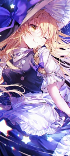 ウィンクする可愛い霧雨魔理沙 / 東方のAndroid用のスマホ壁紙