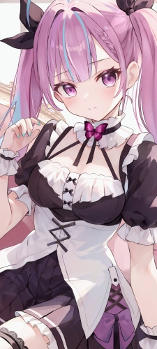 メイド姿の湊あくあ / ピンクの椅子 / ホロライブ / バーチャルYouTuber / VtuberのAndroid用のスマホ壁紙