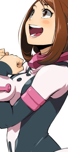 ガッツポーズする笑顔の麗日お茶子 / ヒロアカ / 僕のヒーローアカデミアのAndroid用のスマホ壁紙