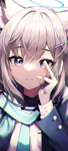 目の前に指をかざす砂狼シロコ / ブルアカ / ブルーアーカイブのAndroid用のスマホ壁紙