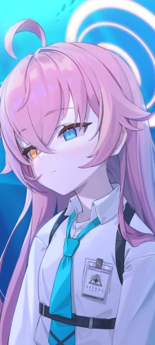 ボンヤリした表情の小鳥遊ホシノ / 水族館 / ジンベエザメ / ブルアカ / ブルーアーカイブのAndroid用のスマホ壁紙