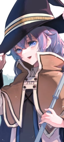 帽子のツバを持ち笑顔のロキシー・ミグルディア / 無職転生のAndroid用のスマホ壁紙