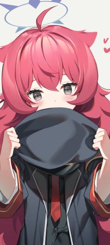帽子で顔を隠す可愛い棗イロハ（なつめいろは） / ブルアカ / ブルーアーカイブのAndroid用のスマホ壁紙