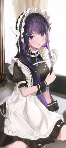 料理をぶちまけて涙目の弥希（ミキ/Miki） / メイド姿 / バーチャルYouTuber / にじさんじ / VtuberのAndroid用のスマホ壁紙