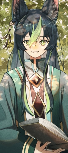 黒い本を読むティナリ / 原神のAndroid用のスマホ壁紙