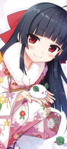 雪で兎を作るハチロク / ピンクの着物 / まいてつのAndroid用のスマホ壁紙