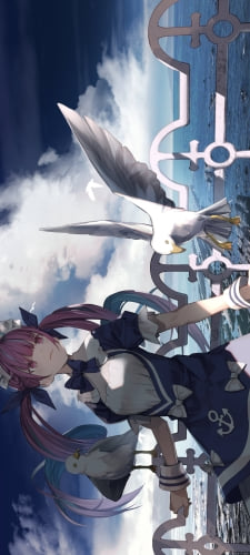 波止場の湊あくあとカモメ / ホロライブ / バーチャルYouTuber / VtuberのAndroid用のスマホ壁紙