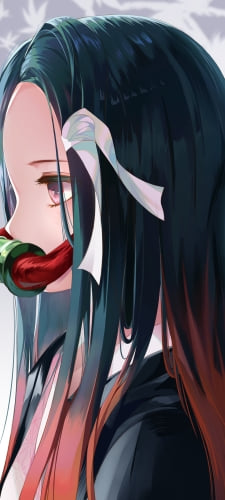 竈門禰豆子の横顔 / 竹 / 可愛い / 鬼滅の刃のAndroid用のスマホ壁紙