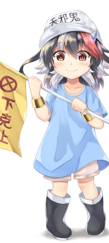 下剋上の旗を持つ可愛い鬼人正邪 / 血小板 / はたらく細胞のAndroid用のスマホ壁紙