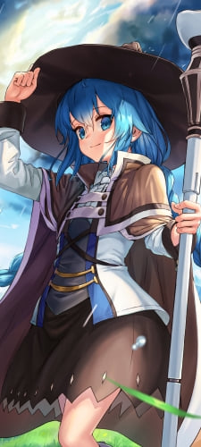 雨の中、草原に佇むロキシー・ミグルディア / 無職転生のAndroid用のスマホ壁紙