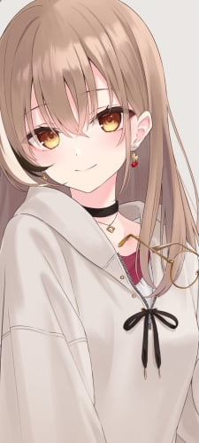金ぶちのメガネを持つ可愛い七詩ムメイ / ホロライブ / バーチャルYouTuber / VtuberのAndroid用のスマホ壁紙