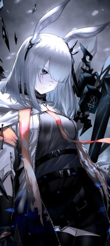 うつむいたフロストノヴァ / 銀髪 / アークナイツのAndroid用のスマホ壁紙