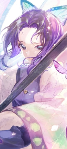胡蝶しのぶ / 鉛筆で描いたようなラフスケッチ / 鬼滅の刃のAndroid用のスマホ壁紙