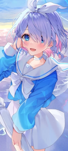 波打ち際 笑顔のアロナ / ブルアカ / ブルーアーカイブのAndroid用のスマホ壁紙
