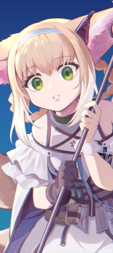 杖を握りこちらを見つめるスズラン / アークナイツのAndroid用のスマホ壁紙