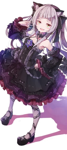 黒いドレスを着て右手でポーズをとる紫咲シオン / ホロライブ / バーチャルYouTuber / VtuberのAndroid用のスマホ壁紙