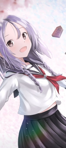 桜とセーラー服を着た笑顔の可愛い八乙女うるし / 舞う将棋の駒 / 歩 / それでも歩は寄せてくるのAndroid用のスマホ壁紙