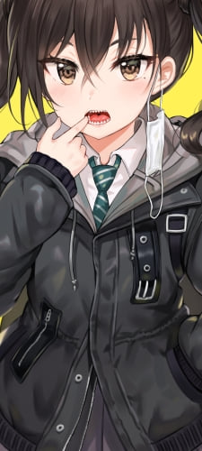 白いマスクを外して口に指をあてる可愛い砂塚あきら / アイドルマスターシンデレラガールズのAndroid用のスマホ壁紙