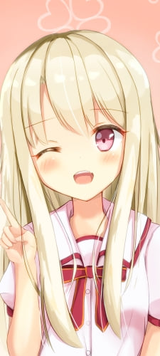 ウィンクして指をさす可愛いイリヤスフィール・フォン・アインツベルン / 金髪 / ブロンド / プリズマ☆イリヤ / FateのAndroid用のスマホ壁紙