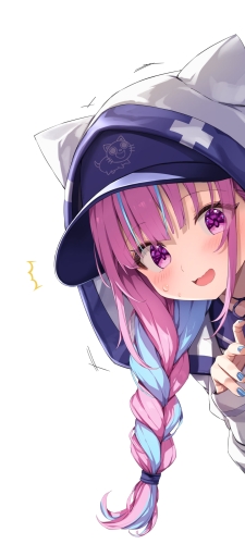 壁から覗き込む湊あくあ / バーチャルYouTuber / ホロライブのAndroid用のスマホ壁紙
