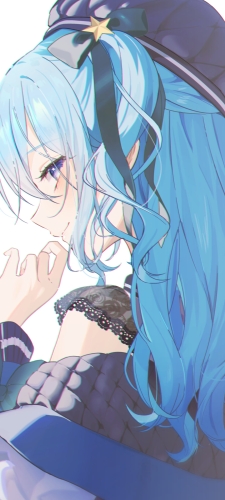 微笑む星街すいせい / ベレー帽 / ホロライブ / バーチャルYouTuberのAndroid用のスマホ壁紙
