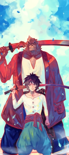 剣を持つ九太と熊徹 / バケモノの子のAndroid用のスマホ壁紙