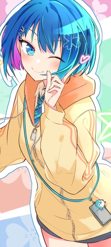 人差し指を立てウィンクする桐谷遥 / プロジェクトセカイのAndroid用のスマホ壁紙