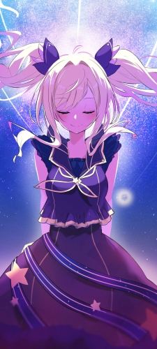 星空と目をつぶる天馬咲希 / プロジェクトセカイのAndroid用のスマホ壁紙