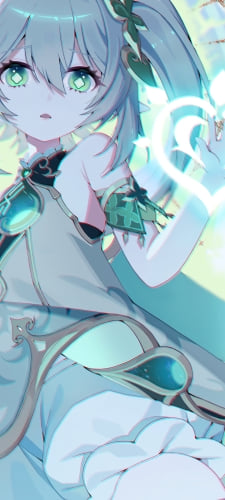 ハートに手をかざす可愛いナヒーダ / 原神のAndroid用のスマホ壁紙