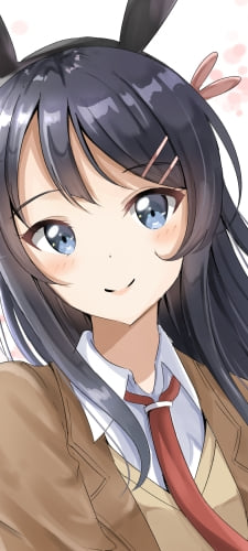 制服姿の可愛い桜島麻衣 / 赤いネクタイ / 青春ブタ野郎はバニーガール先輩の夢を見ないのAndroid用のスマホ壁紙